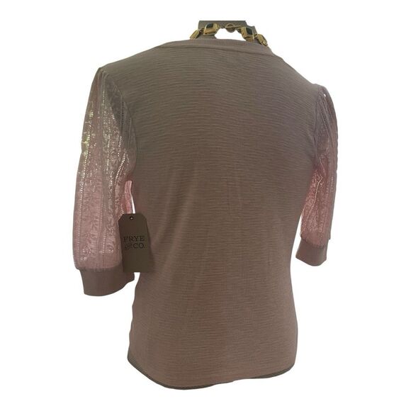 Frye and Co. Sepia Rose Round Neck 3/4 Pullover Sleeve Lace  Blouse - Medium NWT - Picture 10 of 12